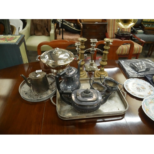 725 - SILVER PLATE & BRASS