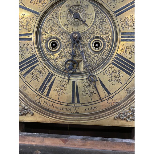 564 - GEORGIAN IRISH FRAN MANSFIELD GRANDFATHER CLOCK CORK