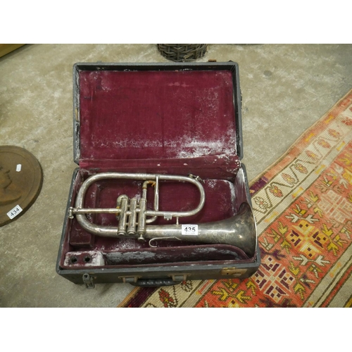 435 - OLD BOOSEY TRUMPET IN CASE