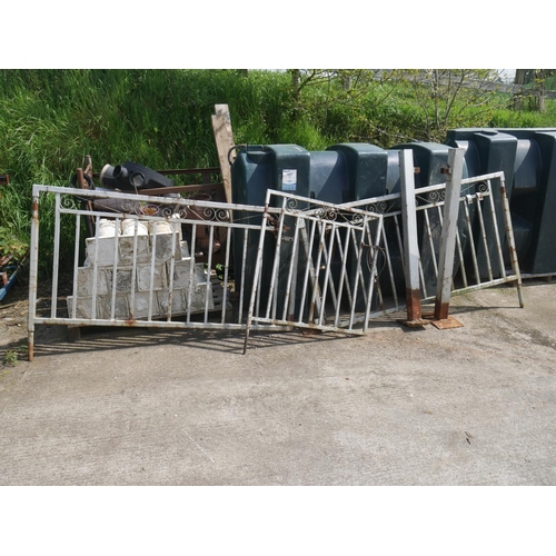 1 - PAIR OF ENTRANCE GATES PLUS PEDESTRIAN GATE & POSTS - APPROX 12'6