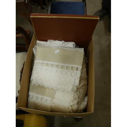 608 - BOX OF LACE WARE