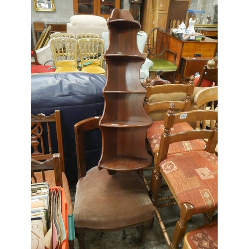 618 - EDWARDIAN CHAIR & MAHOGANY CORNER BRACKET