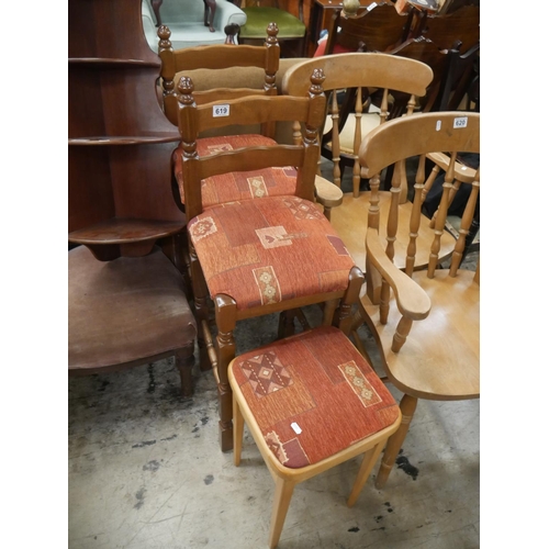 619 - 2 HIGH STOOLS & MATCHING STOOL