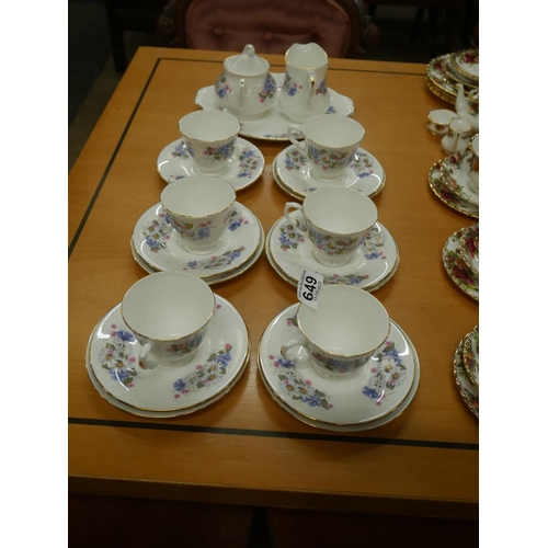 649 - ROYAL KENT PART TEA SET - ONE SIDE PLATE MISSING