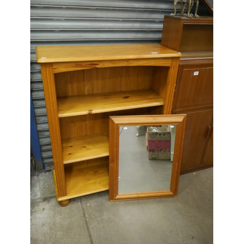 707 - PINE BOOKCASE & MIRROR