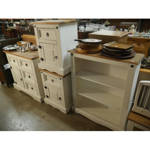 730 - PAINTED CHEST OF DRAWERS WITH MATCHING LOCKERS & BOOKCASE