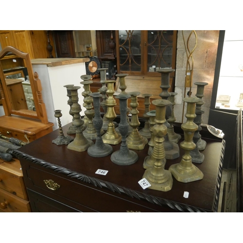 747 - LOT OF BRASS CANDLESTICKS