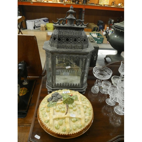 751 - CANDLE LANTERN & COVERED DISH