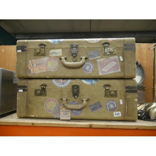 848 - 2 VINTAGE STYLE SUITCASES