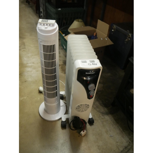 868 - ELECTRIC RADIATOR & TOWER FAN