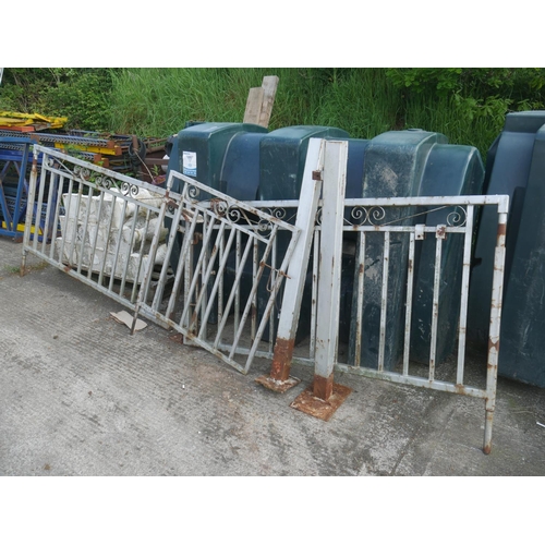 24 - PAIR OF ENTRANCE GATES PLUS PEDESTRIAN GATE & POSTS - APPROX 12'6