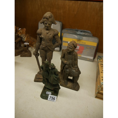 756 - 3 CAST IRON FIGURES