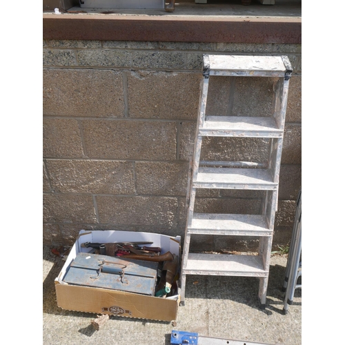 96 - STEP LADDER & BOX OF TOOLS