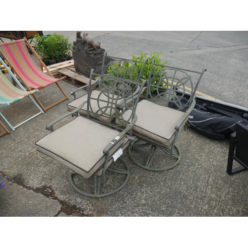 107 - 3 SWIVEL GARDEN CHAIRS