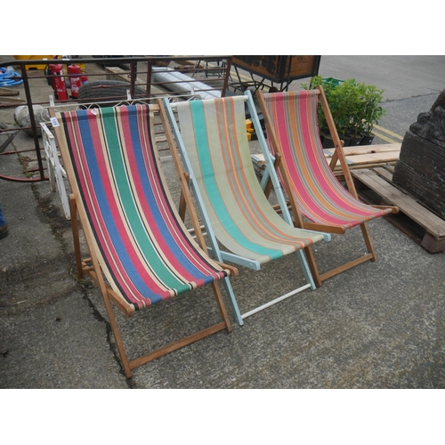 108 - 3 FOLDING DECK CHAIRS