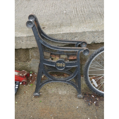 199 - PAIR OF HEAVY PARK BENCH ENDS