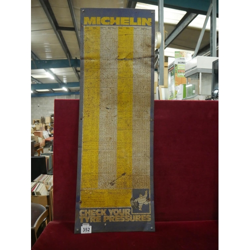 352 - MICHELIN TYRE CHART ON TIN