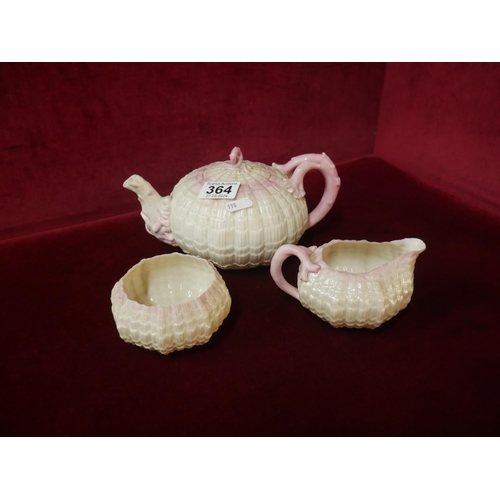 364 - BLACK STAMP BELLEEK TEA SERVICE