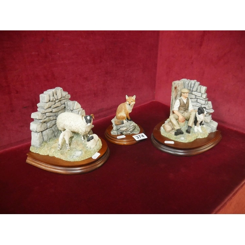 374 - PAIR OF BORDER FINE ARTS BOOKENDS PLUS FIGURE