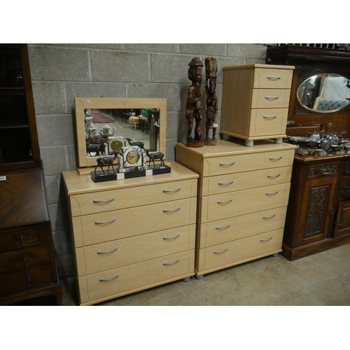 523 - 2 CHESTS OF DRAWERS, LOCKER & MIRROR