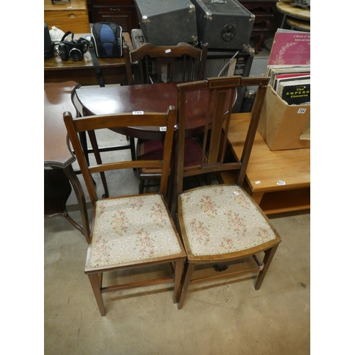 705 - 2 INLAID CHAIRS, HALL TABLE & CHAIR