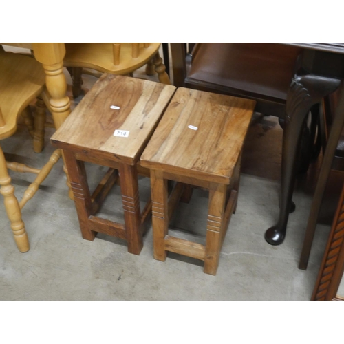 716 - PAIR OF HARDWOOD STOOLS