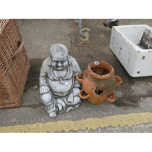 73 - STRAWBERRY PLANTER & BUDDHA ORNAMENT