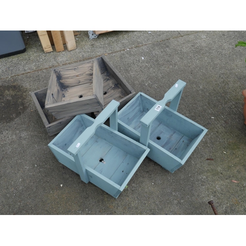 114 - LOT OF WOODEN PLANTERS