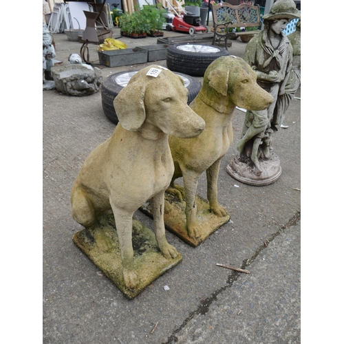 159 - PAIR OF RECONSTITUTED STONE DOGS
