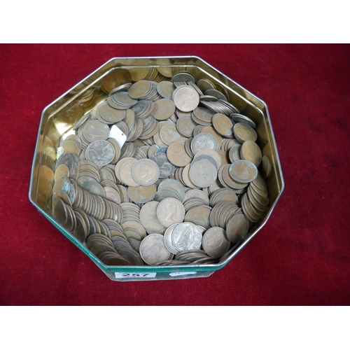 257 - BOX OF OLD PENNIES