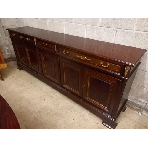 451 - MAHOGANY 8 FT BRASS MOUNTED SIDEBOARD TO MATCH PREVIOUS LOT