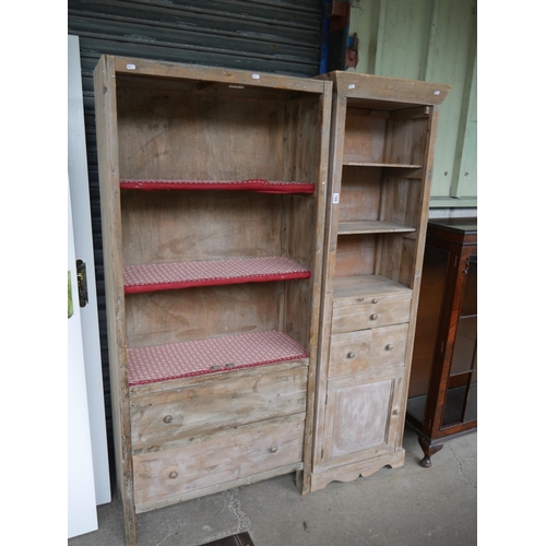 199 - 2 OLD PINE CABINETS - BACKS REPLACED