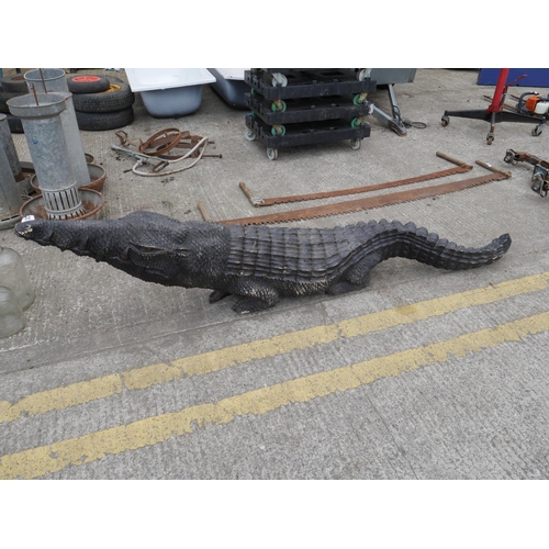 32 - CARVED CROCODILE APPOX 8FT LONG