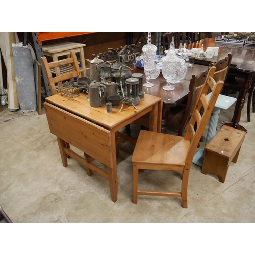 597 - DROP LEAF TABLE & 2 CHAIRS