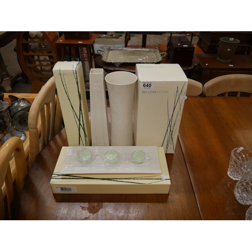 640 - 3 BOXED BELLEEK LIVING PIECES