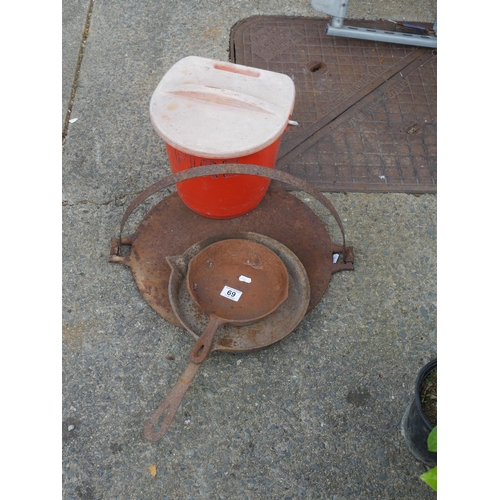 69 - FIRE BUCKET & OLD PANS