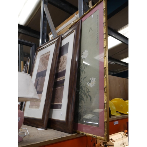 809 - 2 FRAMED PRINTS PLUS ORIENTAL PRINT