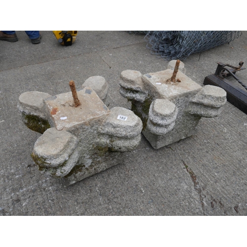 182 - PAIR OF STONE PILLAR CAPS