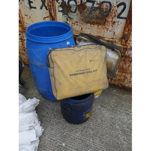 43 - 3 PLASTIC BARRELS & SPILL KITS