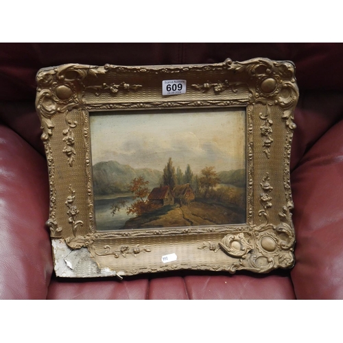 609 - 19TH C. GILT FRAMED OIL PAINTING