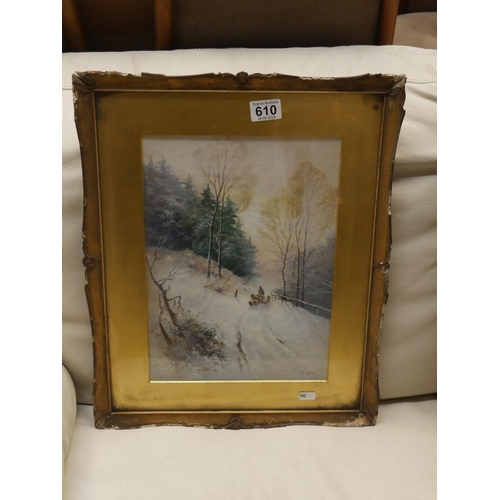 610 - 19TH C. GILT FRAMED WATERCOLOUR