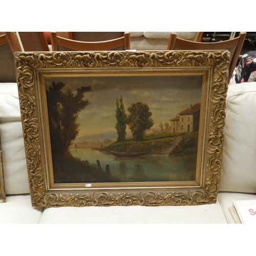 612 - 19TH C. OIL IN GILT FRAME