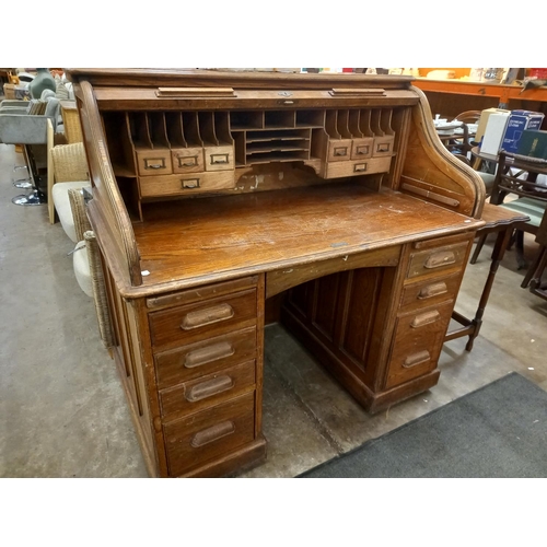 621 - OAK ROLL TOP DESK