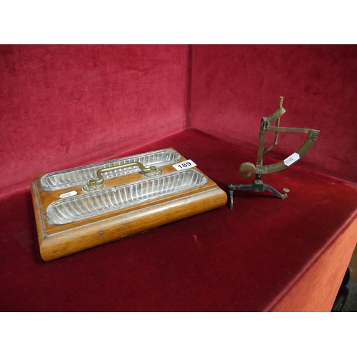 189 - OLD POSTAGE SCALES & DESK TRAY