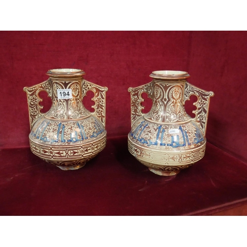 194 - PAIR OF ANTIQUE CERAMIC VASES