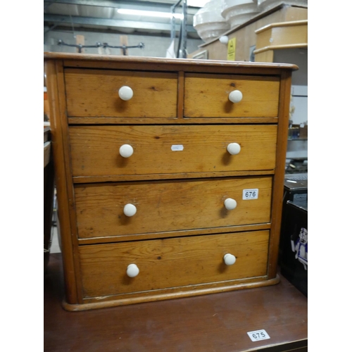 676 - MINIATURE PINE CHEST OF DRAWERS