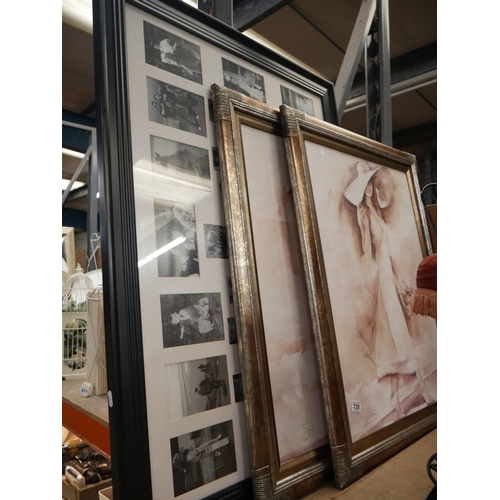 720 - 2 FRAMED PRINTS & LARGE PHOTO FRAME