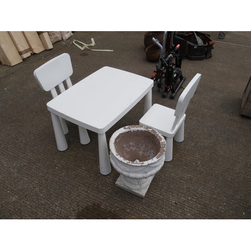 97 - CONCRETE PLANTER PLUS CHILDS TABLE & CHAIRS