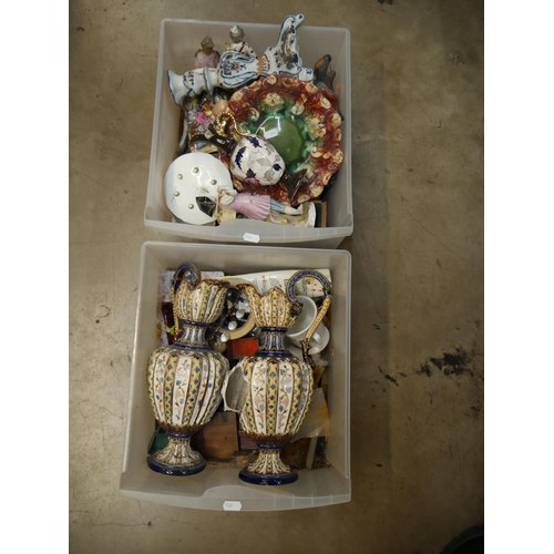 607 - 2 BOXES OF MIXED CERAMICS