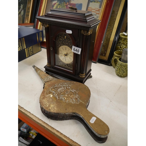 640 - MANTEL CLOCK & BELLOWS